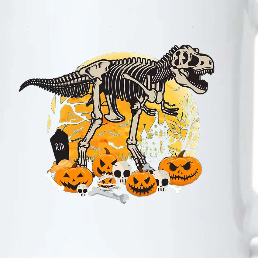 Dinosaur T Rex Skeleton Pumpkin Halloween Vibe Costume Gift Black Color Changing Mug