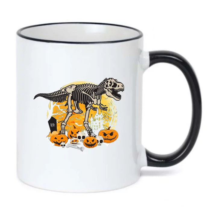 Dinosaur T Rex Skeleton Pumpkin Halloween Vibe Costume Gift Black Color Changing Mug