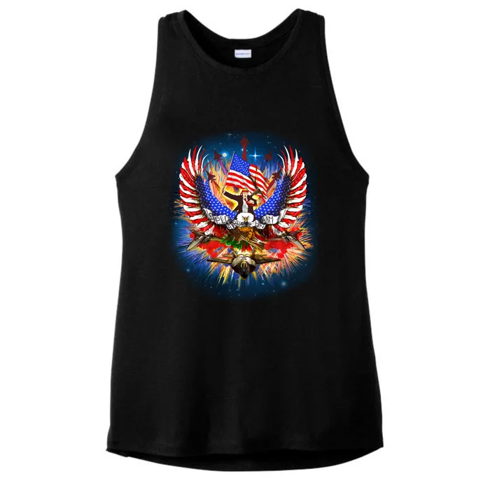 Donald Trump Riding Eagle Next Us President 2024 Epic Battle Gift Ladies Tri-Blend Wicking Tank