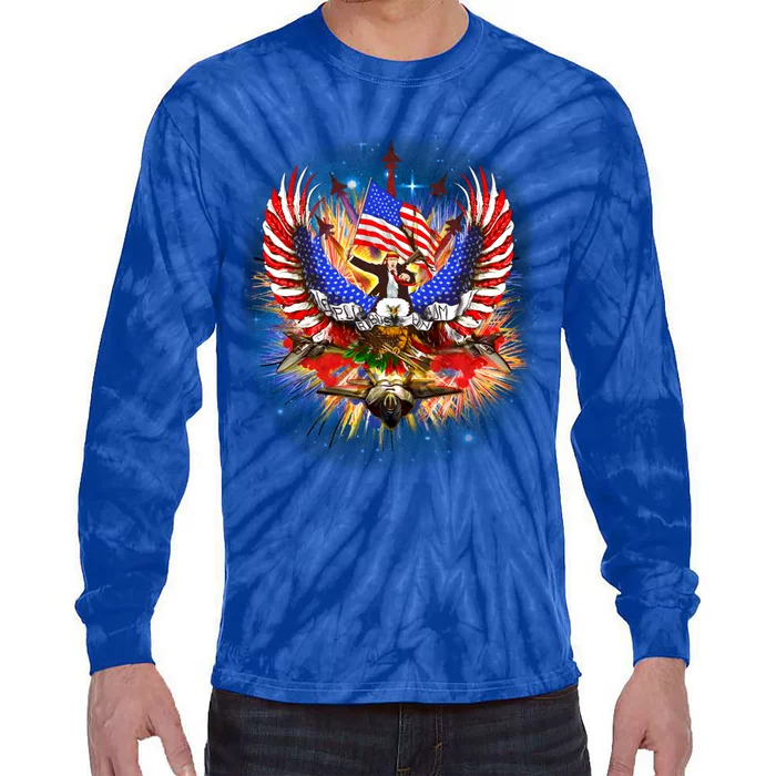 Donald Trump Riding Eagle Next Us President 2024 Epic Battle Gift Tie-Dye Long Sleeve Shirt