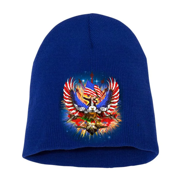 Donald Trump Riding Eagle Next Us President 2024 Epic Battle Gift Short Acrylic Beanie