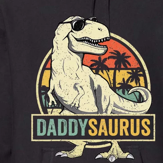 Daddysaurus T Rex Dinosaur Daddy Saurus Family Matching Premium Hoodie