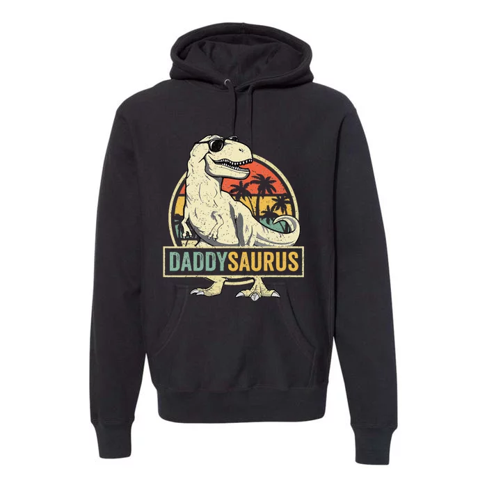 Daddysaurus T Rex Dinosaur Daddy Saurus Family Matching Premium Hoodie