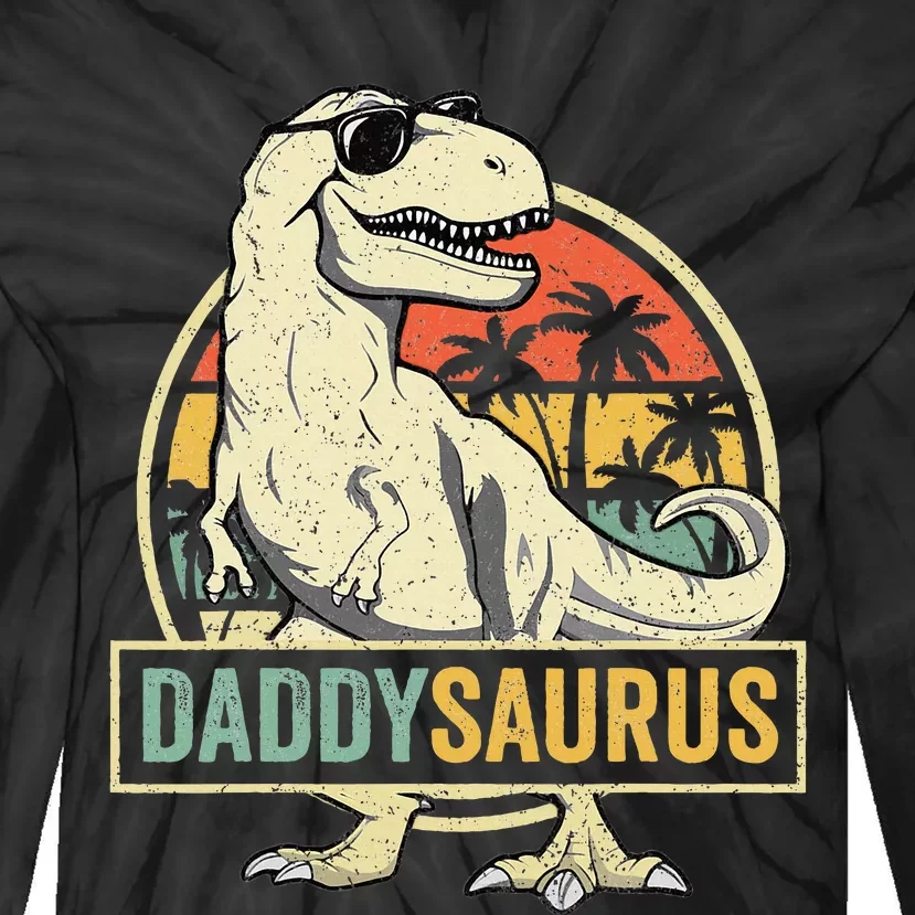 Daddysaurus T Rex Dinosaur Daddy Saurus Family Matching Tie-Dye Long Sleeve Shirt