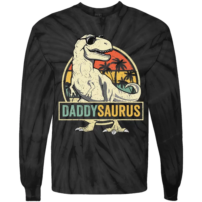 Daddysaurus T Rex Dinosaur Daddy Saurus Family Matching Tie-Dye Long Sleeve Shirt