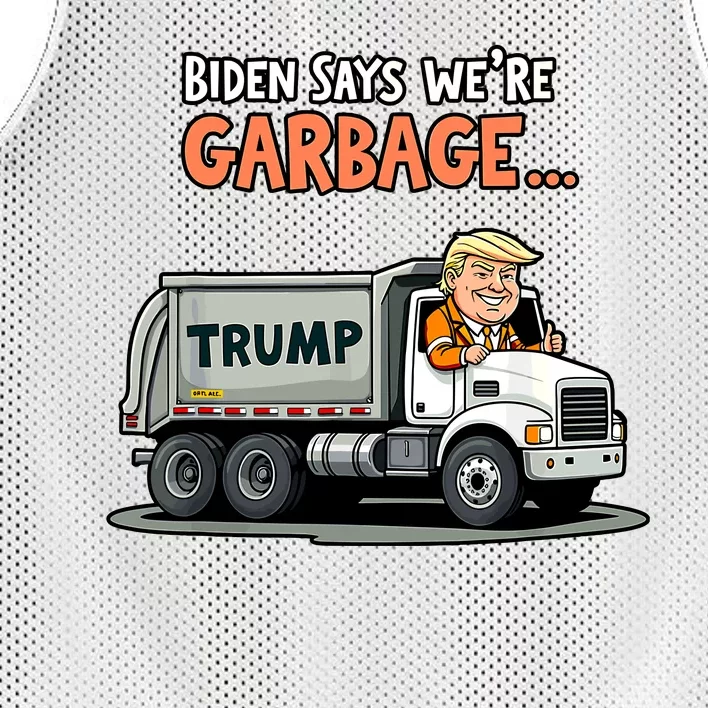 Donald Trump Rides In Truck Biden Says Were Garbage Mesh Reversible Basketball Jersey Tank