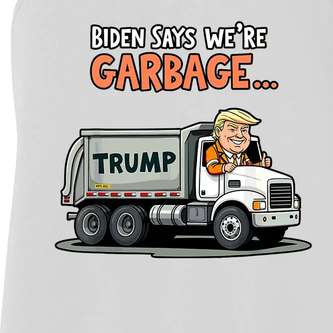 Donald Trump Rides In Truck Biden Says Were Garbage Women's Racerback Tank