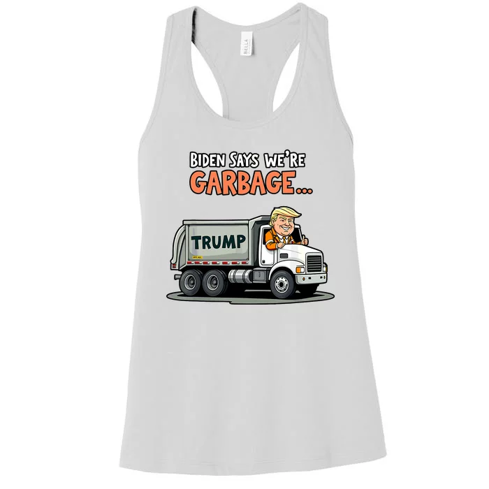 Donald Trump Rides In Truck Biden Says Were Garbage Women's Racerback Tank