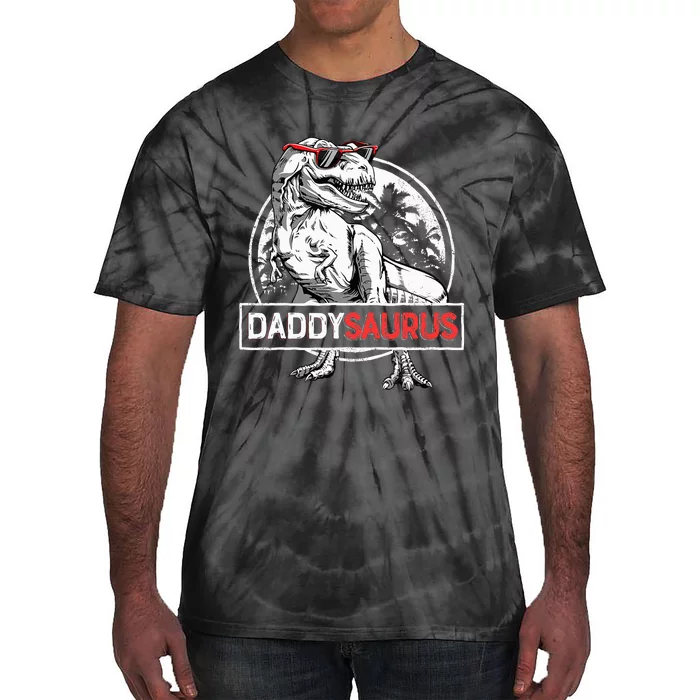 Daddysaurus T Rex Dinosaur Daddy Saurus Family Matching Tie-Dye T-Shirt