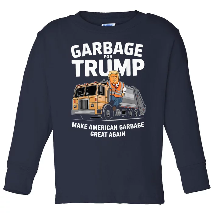 Donald Trump Rides In Garbage Truck 2024 Toddler Long Sleeve Shirt