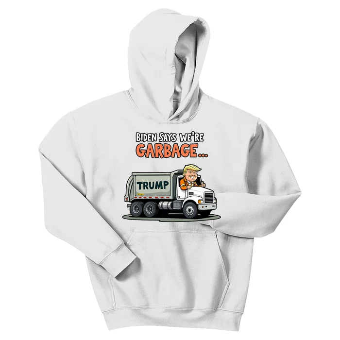 Donald Trump Rides In Garbage Truck Kids Hoodie