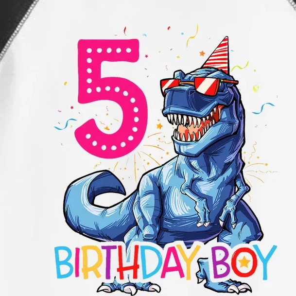 Dinosaur T Rex 5 Year Old 5th Birthday Toddler Fine Jersey T-Shirt