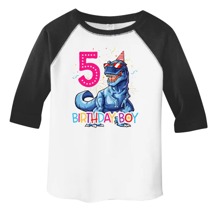 Dinosaur T Rex 5 Year Old 5th Birthday Toddler Fine Jersey T-Shirt