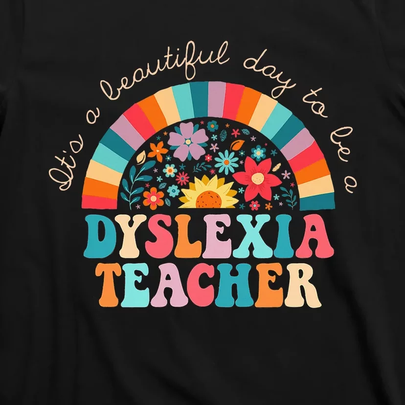 Dyslexia Teacher Retro Dyslexia Sped Therapist Rainbow T-Shirt