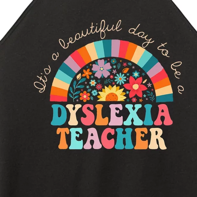 Dyslexia Teacher Retro Dyslexia Sped Therapist Rainbow Women’s Perfect Tri Rocker Tank