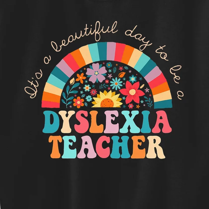 Dyslexia Teacher Retro Dyslexia Sped Therapist Rainbow Kids Sweatshirt