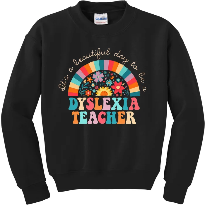 Dyslexia Teacher Retro Dyslexia Sped Therapist Rainbow Kids Sweatshirt