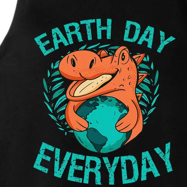 Dinosaur T Rex Earth Day Everyday Environment Ecology Save Ladies Tri-Blend Wicking Tank