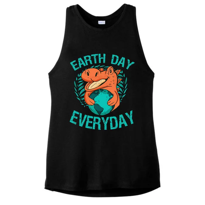 Dinosaur T Rex Earth Day Everyday Environment Ecology Save Ladies Tri-Blend Wicking Tank