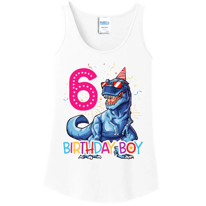 Dinosaur T Rex 6 Year Old 6th Birthday Ladies Essential Tank