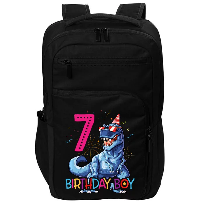 Dinosaur T Rex 7 Year Old 7th Birthday Impact Tech Backpack