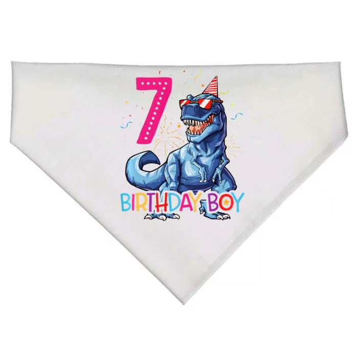 Dinosaur T Rex 7 Year Old 7th Birthday USA-Made Doggie Bandana