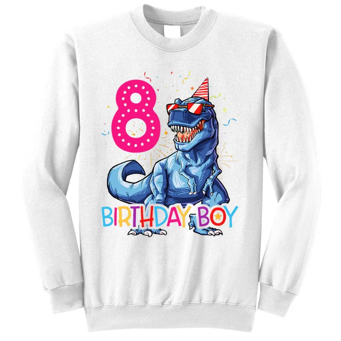 Dinosaur T Rex 8 Year Old 8th Birthday Sweatshirt