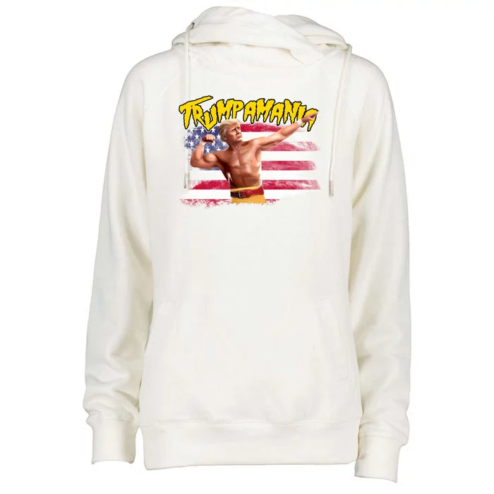 Donald Trump Republican Wrestling Meme Trumpamania Funny Womens Funnel Neck Pullover Hood