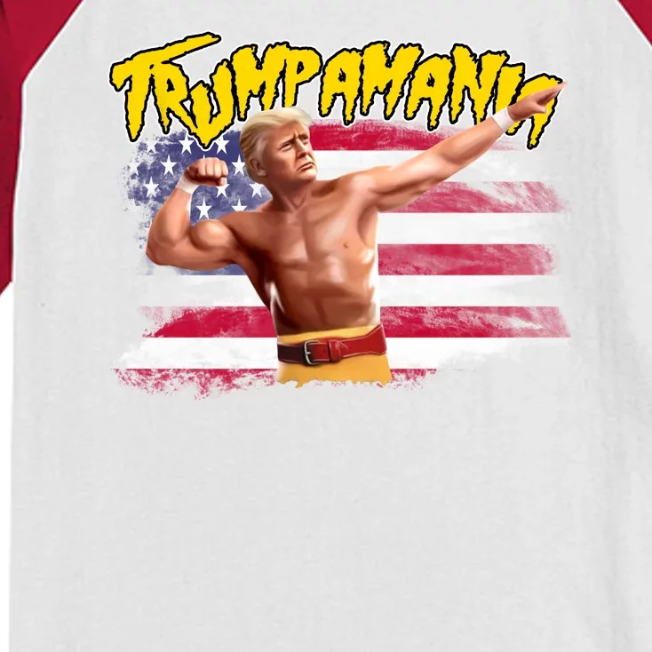 Donald Trump Republican Wrestling Meme Trumpamania Funny Kids Colorblock Raglan Jersey