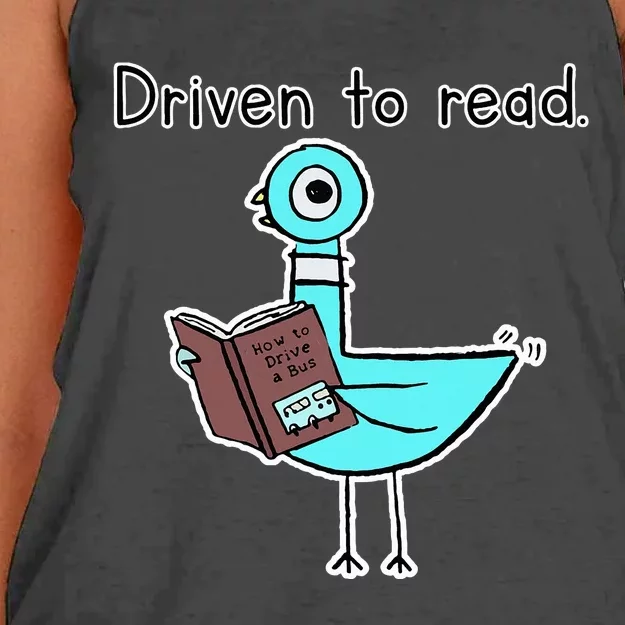 Driven To Read Pigeon Library Reading Books Reader Women's Knotted Racerback Tank