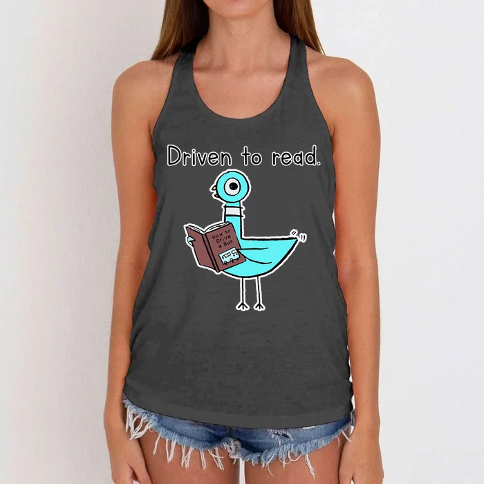 Driven To Read Pigeon Library Reading Books Reader Women's Knotted Racerback Tank