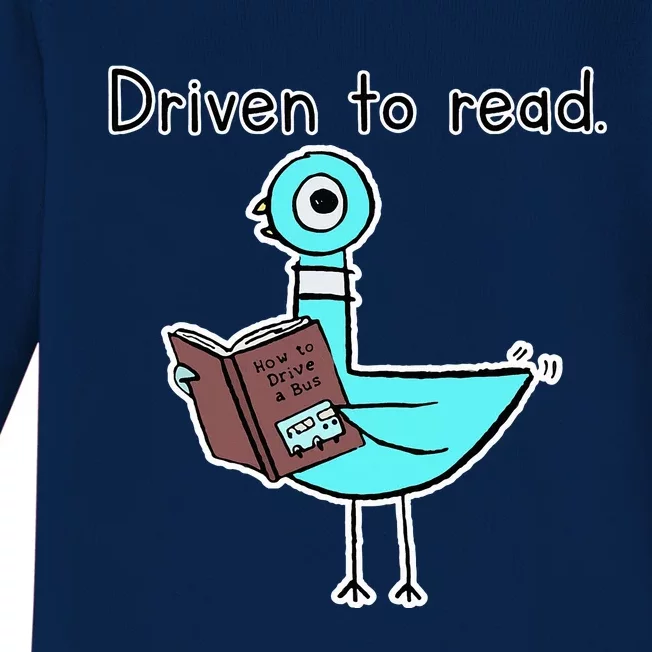 Driven To Read Pigeon Library Reading Books Reader Baby Long Sleeve Bodysuit