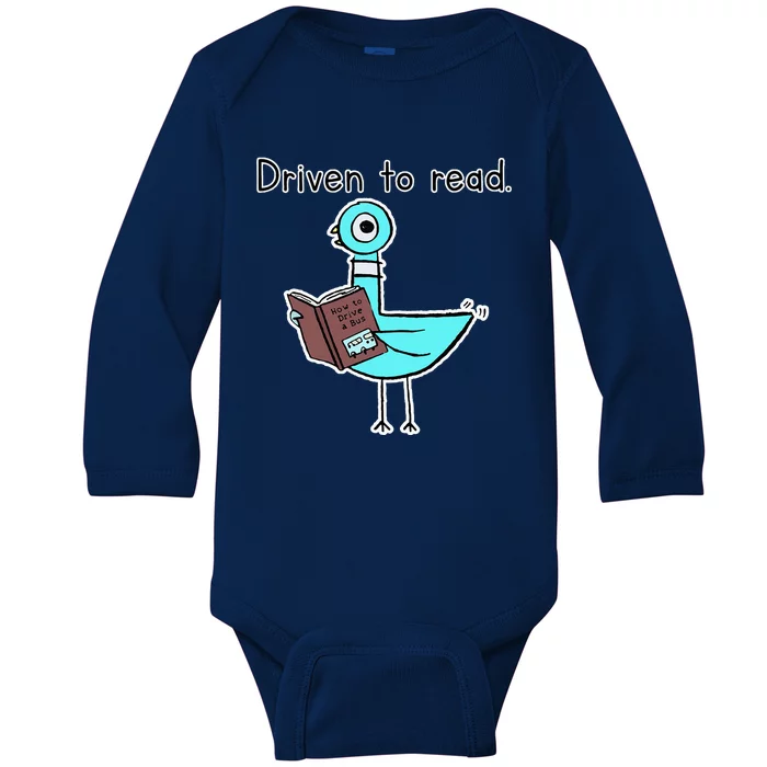 Driven To Read Pigeon Library Reading Books Reader Baby Long Sleeve Bodysuit