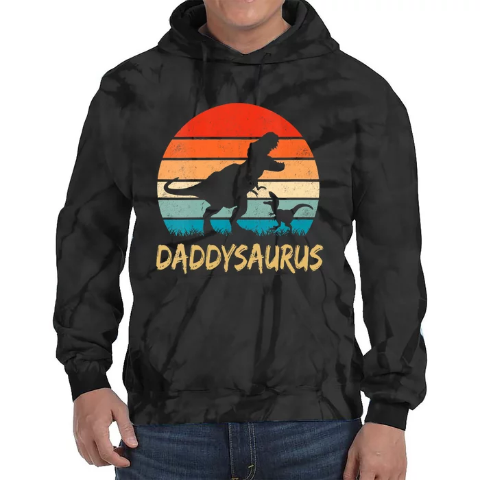 Daddysaurus T Rex Dinosaur Daddy Saurus Family Matching Vneck Tie Dye Hoodie