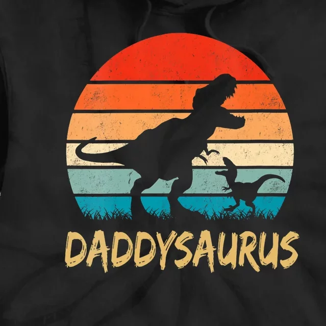 Daddysaurus T Rex Dinosaur Daddy Saurus Family Matching Vneck Tie Dye Hoodie