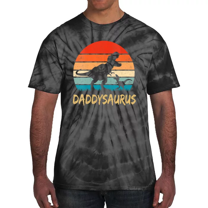 Daddysaurus T Rex Dinosaur Daddy Saurus Family Matching Vneck Tie-Dye T-Shirt