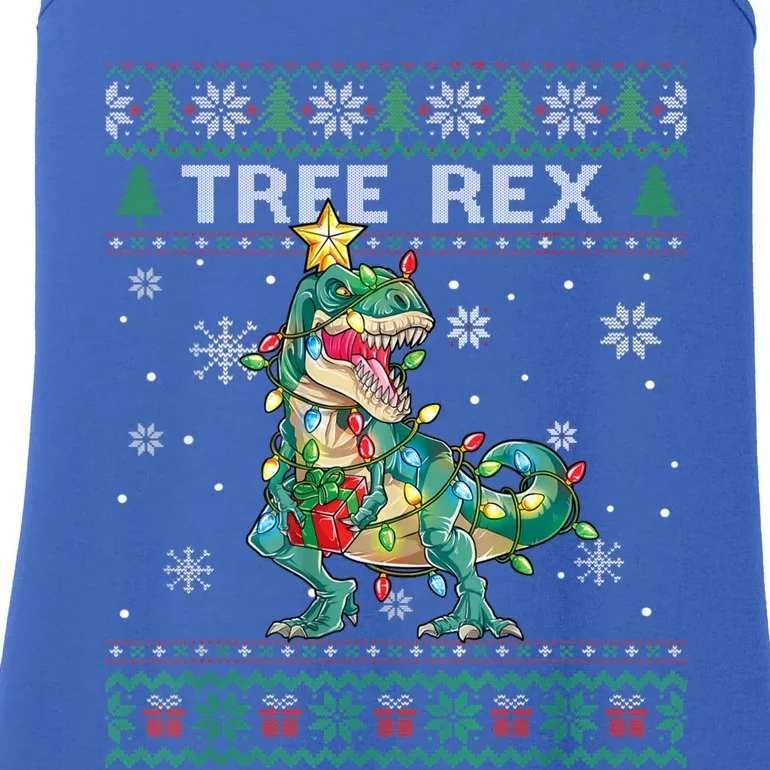 Dinosaur Tree Rex Ugly Christmas Pajamas Sweater Xmas Boys Funny Gift Ladies Essential Tank