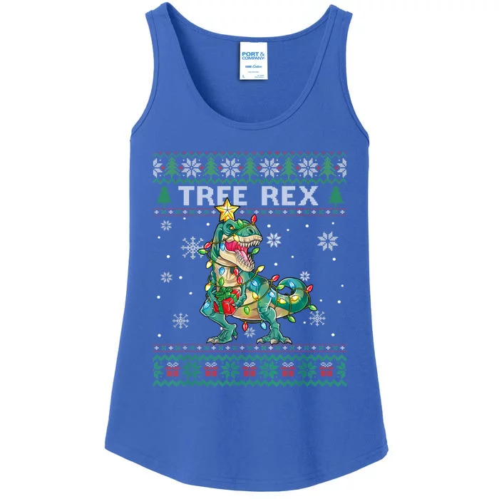 Dinosaur Tree Rex Ugly Christmas Pajamas Sweater Xmas Boys Funny Gift Ladies Essential Tank