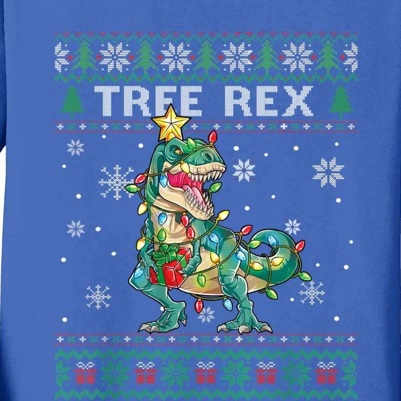 Dinosaur Tree Rex Ugly Christmas Pajamas Sweater Xmas Boys Funny Gift Kids Long Sleeve Shirt