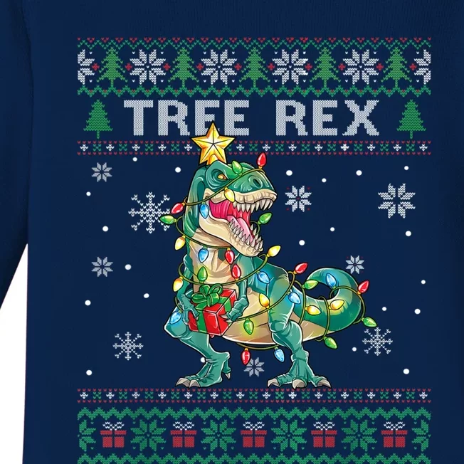 Dinosaur Tree Rex Ugly Christmas Pajamas Sweater Xmas Boys Funny Gift Baby Long Sleeve Bodysuit