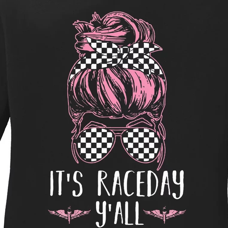 Dirt Track Racing Race ItS Race Day YAll Car Racing Ladies Long Sleeve Shirt