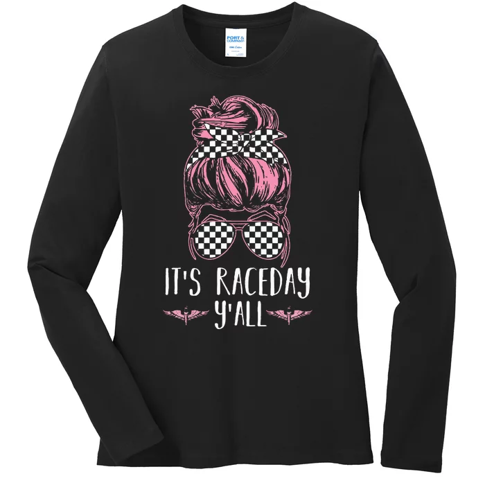 Dirt Track Racing Race ItS Race Day YAll Car Racing Ladies Long Sleeve Shirt