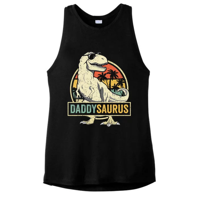 Daddysaurus T Rex Dinosaur Daddy Saurus Fathers Day Gift Dad Ladies Tri-Blend Wicking Tank