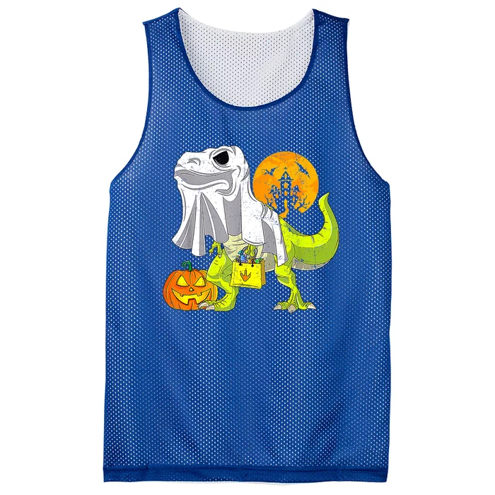 Dinosaur T Rex Skeleton Pumpkin With Moon Halloween Costume Great Gift Mesh Reversible Basketball Jersey Tank