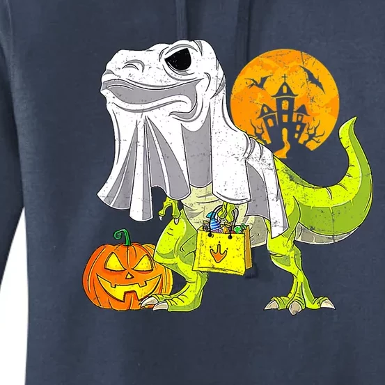 Dinosaur T Rex Skeleton Pumpkin With Moon Halloween Costume Great Gift Women's Pullover Hoodie