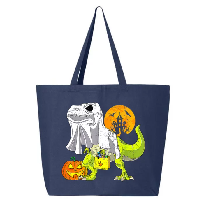 Dinosaur T Rex Skeleton Pumpkin With Moon Halloween Costume Great Gift 25L Jumbo Tote