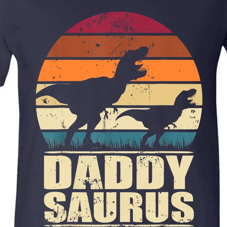 Daddysaurus T Rex Dinosaur Daddy Saurus Family Matching V-Neck T-Shirt