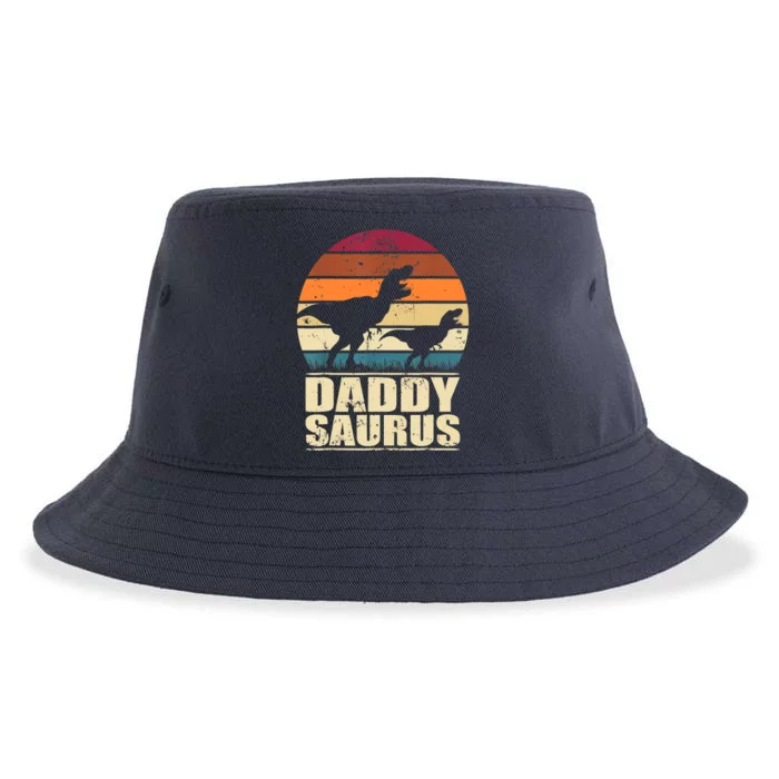 Daddysaurus T Rex Dinosaur Daddy Saurus Family Matching Sustainable Bucket Hat