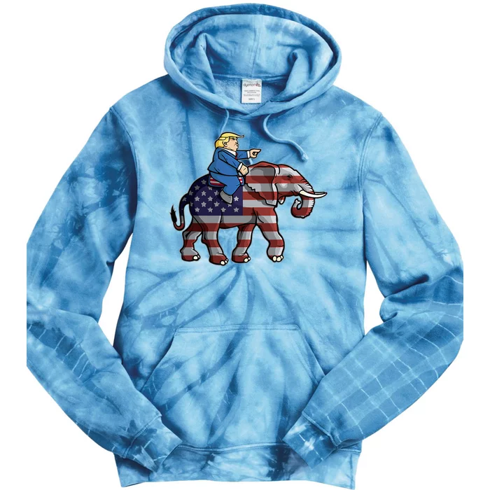 Donald Trump Riding Elephant Republicans Gift Tie Dye Hoodie