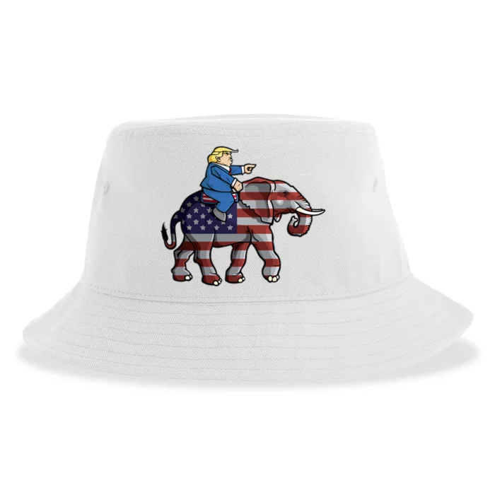 Donald Trump Riding Elephant Republicans Gift Sustainable Bucket Hat